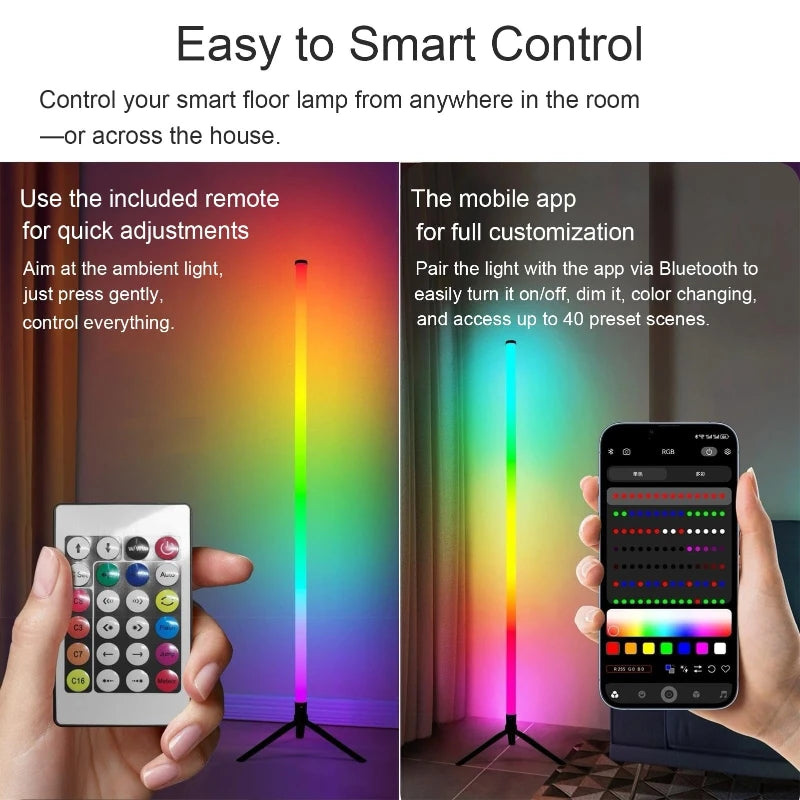 120CM LED RGB Floor Lamp Bar, Sound Pickup Ambient Light, Corner Wall Light for Bedroom, E-Sports Room Live Atmosphere Lamp