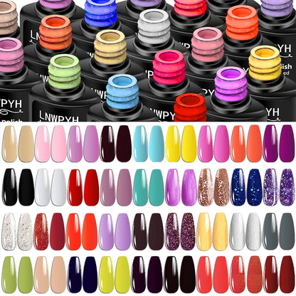 42Pcs/Set Gel Nail Polish Kit Hybrid Varnish Set For Manicure Nails Art UV LED Nail Art Gel Semi Permanent Base Top Coat Varnish