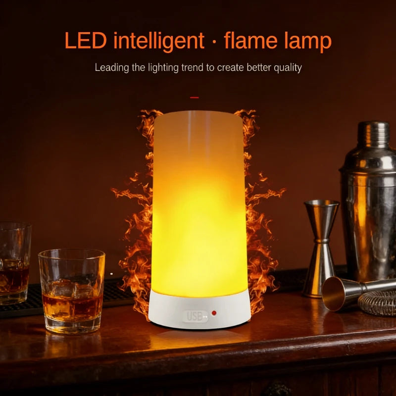LED Simulated Flame Lamp, Romantic Night Light for Home Bedroom Bar KTV Party Wedding Christmas New Year Decoration