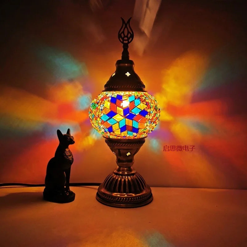 Mosaic Table Lamp Vintage Art Deco Handcrafted Lamparas De Mesa Mosaic Glass Bed Light Lamparas Con Mosaicos Night Lights