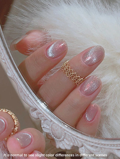 15ml Snow Pear Crushed Ice Cat Eye Gel Nail Polish,  Shiny Bubble-Free UV/LED Quick-Drying Gel Suitable For Nail Art DIY Design