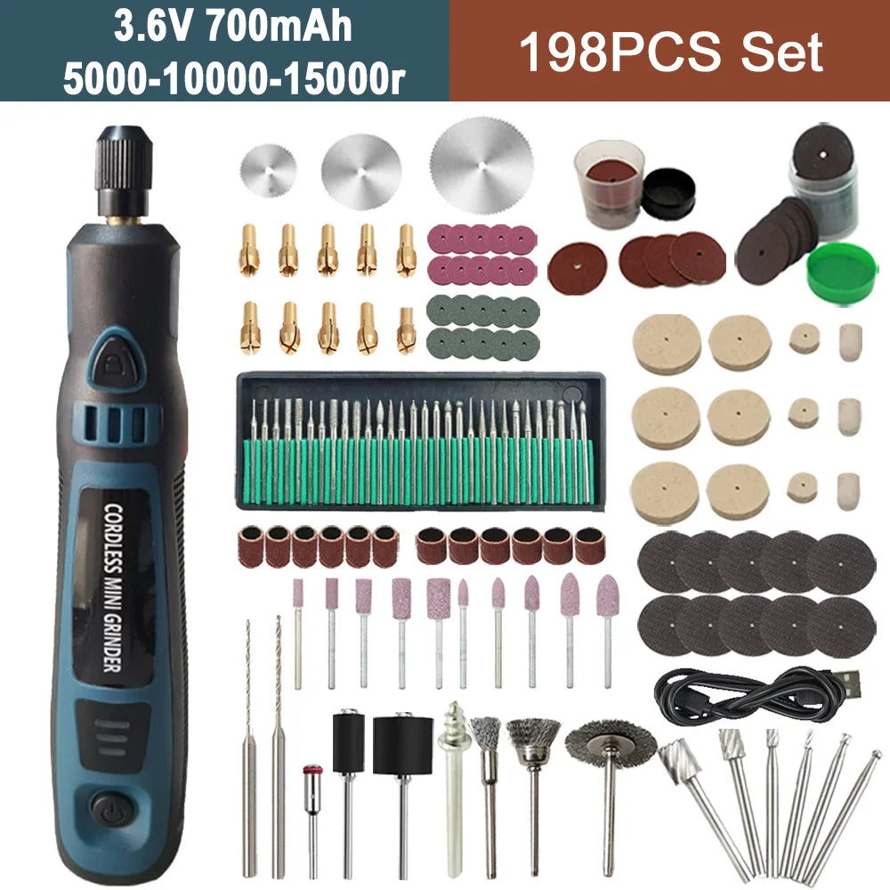 Cordless Electric Drill Micro Rotary Tool 3.6V 5000-10000-15000r Rechargeable Wireless Mini Grinder Mini Drill Engraver Kit