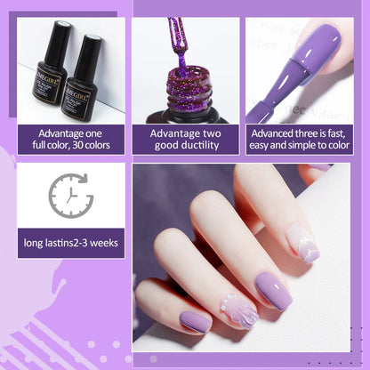 LIMEGIRL 9 Colors Gel Nail Polish Set with UV LED Light Semi-Permanent Soak Gel Varnish Base Coat Polishing Tool Nail Gel Kit