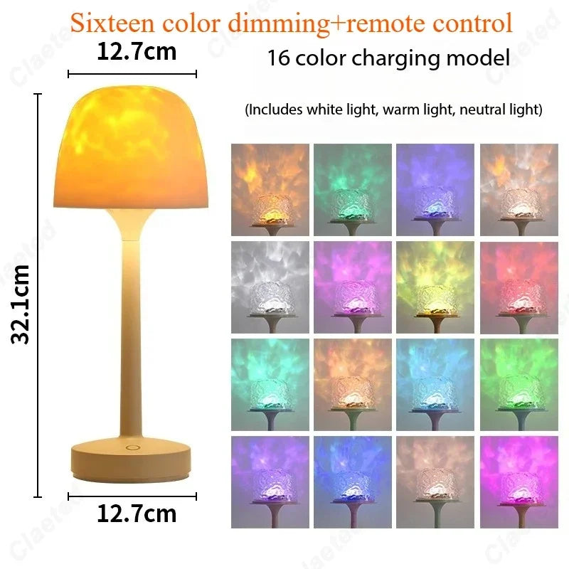 LED High Footed Water Ripple Atmosphere Desk Lamp Romantic Couple Gift Indoor Bedroom Projection Night Light