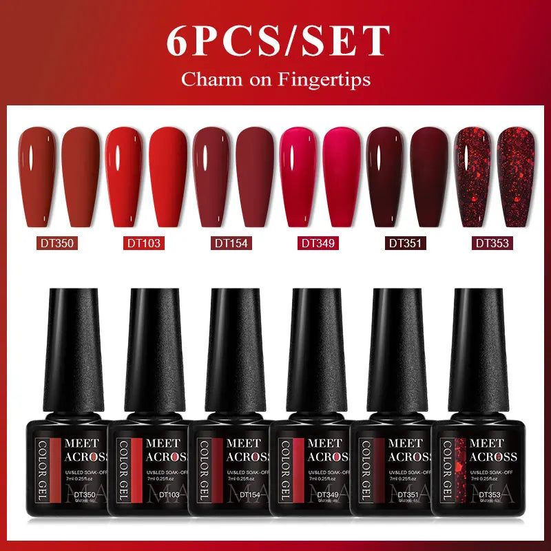 6pcs Gel Nail Polish Set HEMA Free 7ml Semi Permanent Soak Off UV Gel Varnish Nail Art Decoration Christmas Nails Nail Supplies