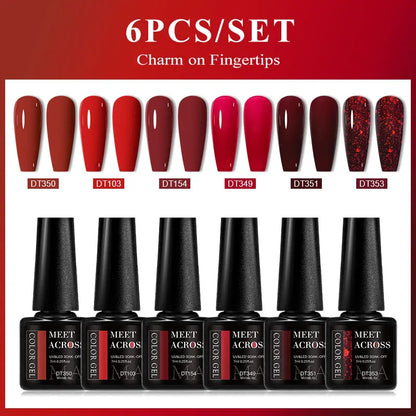 6pcs Gel Nail Polish Set HEMA Free 7ml Semi Permanent Soak Off UV Gel Varnish Nail Art Decoration Christmas Nails Nail Supplies