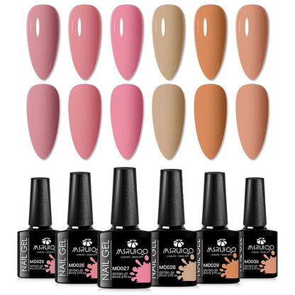 6pc All-Season Colors Gel Nail Polish Set UV LED Soak Off Nail Art Supplies Semi Permanent DIY Manicure Salon Nails Design
