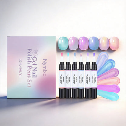 Multi-Color 3in1 Gel Nail Polish Pens Set - Quick Dry Long Lasting No Base Top Coat Needed Easy DIY for Beginners Home Manicure