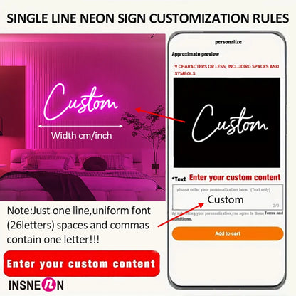 Custom USB-Powered Dual Row LED Neon Sign - Wall-Mounted  for Weddings Events Home Decor Bars Parties & Birthdays Perfect Gift