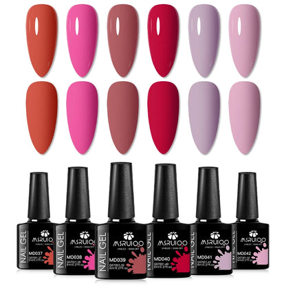 6pc All-Season Colors Gel Nail Polish Set UV LED Soak Off Nail Art Supplies Semi Permanent DIY Manicure Salon Nails Design