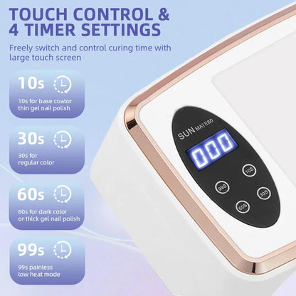NEW 90LEDS UV LED Lamp For Nail Manicure 380W Professional Gel Polish Drying Lamps With Hand Pillow Wear High-power Nail Dryer