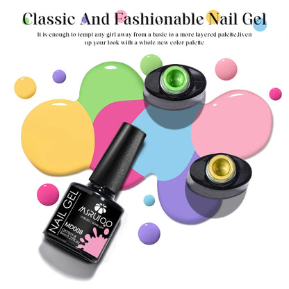 6pcs 8ml Summer Color Gel Nail Polish Set HEMA TPO FREE Semi Permanent Soak Off UV Gel Varnish Nail Art Decoration Nail Supplies