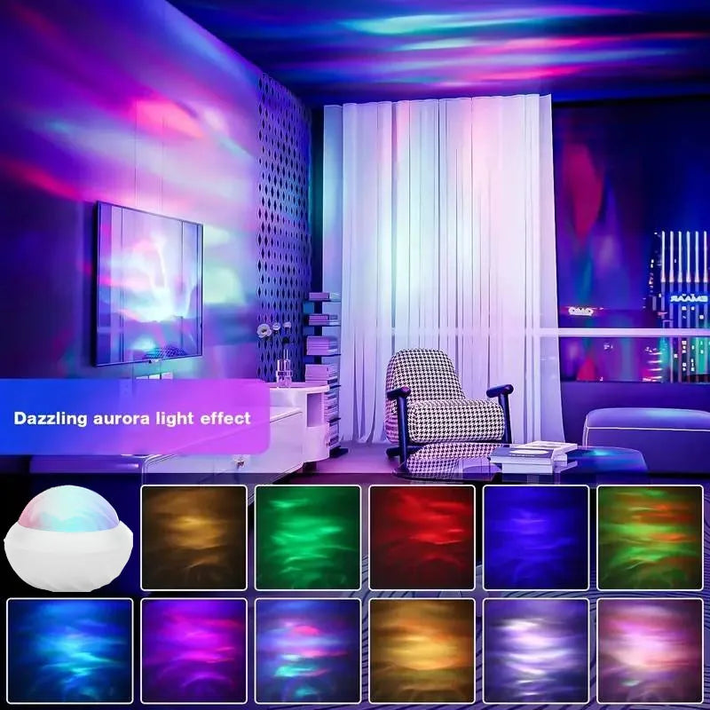 RGB Atmosphere Night Lights Northern Light Projector Remote Control USB Aurora Projection Lamp 360° Rotate for Home Party Decor