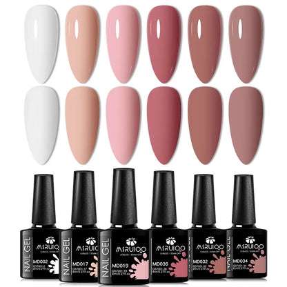 6pc All-Season Colors Gel Nail Polish Set UV LED Soak Off Nail Art Supplies Semi Permanent DIY Manicure Salon Nails Design