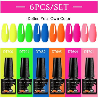 6pcs Gel Nail Polish Set HEMA TPO FREE Semi Permanent Soak Off UV Gel Varnish Nail Art Decoration Summer Nails DIY Nail Supplies
