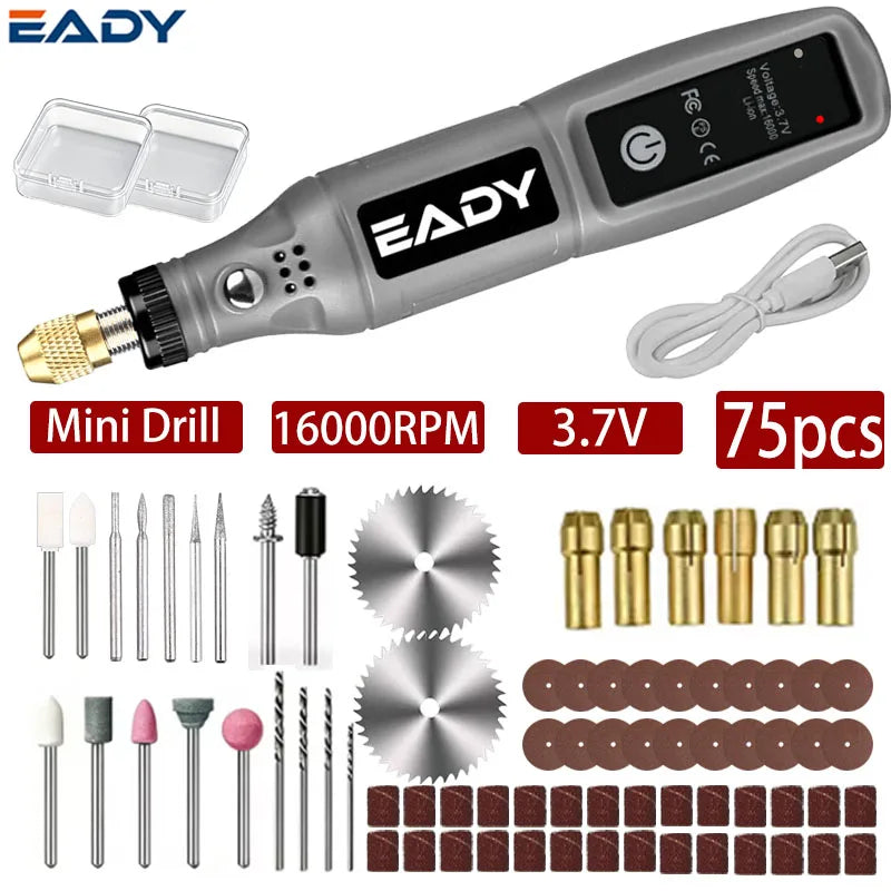 Mini Electric Drill USB Rechargeable Cordless Engraving Pen Dremel Tools Rotary Tool Cordless Hand Drill Mini Polisher for Hand