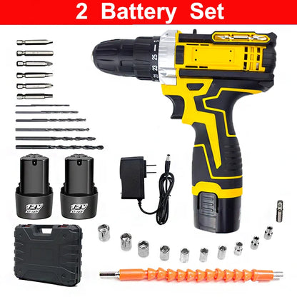 Lithium Electric Drill 1 Or 2 Batteries Electric Screwdriver Hand Electric Drill Electric Tool Set Multifunctional Accessory Box