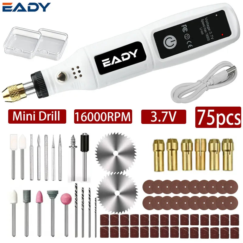 Mini Electric Drill USB Rechargeable Cordless Engraving Pen Dremel Tools Rotary Tool Cordless Hand Drill Mini Polisher for Hand