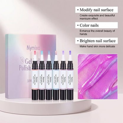 Multi-Color 3in1 Gel Nail Polish Pens Set - Quick Dry Long Lasting No Base Top Coat Needed Easy DIY for Beginners Home Manicure