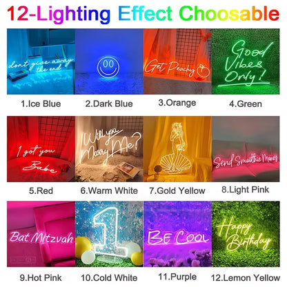 Custom USB-Powered Dual Row LED Neon Sign - Wall-Mounted  for Weddings Events Home Decor Bars Parties & Birthdays Perfect Gift