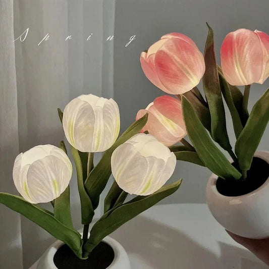 LED Tulip Lamp Night Simulation Flower Atmosphere Desk Light Room Table Decoration Lamp Gift for Girl friend