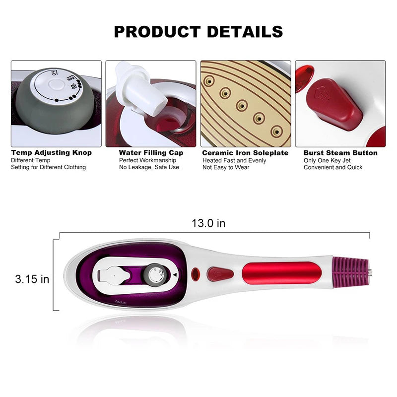 110V/220V Handheld Steam Iron Garment Steamer Clothes 800W Power Electric Steam Iron  Small Portable Traveling Clothes Steamer