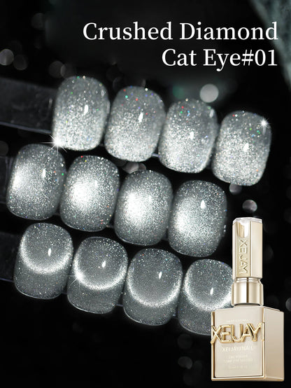 15ml Snow Pear Crushed Ice Cat Eye Gel Nail Polish,  Shiny Bubble-Free UV/LED Quick-Drying Gel Suitable For Nail Art DIY Design