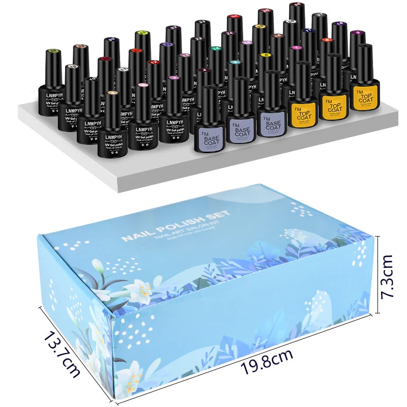 42Pcs/Set Gel Nail Polish Kit Hybrid Varnish Set For Manicure Nails Art UV LED Nail Art Gel Semi Permanent Base Top Coat Varnish