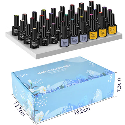 42Pcs/Set Gel Nail Polish Kit Hybrid Varnish Set For Manicure Nails Art UV LED Nail Art Gel Semi Permanent Base Top Coat Varnish