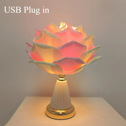 Rose Petal Shaped Desk Lamp Button Switch USB Plug Suitable for Desktop Decoration Bedroom Bedside Night Light Wedding Desk Lamp