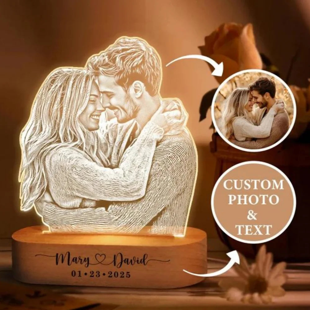 Anniversary Women Men Couples Gifts Custom Photo Lamp Love Frame Personalized Acrylic Plaque Valentine's Day 3D Night Light Gift