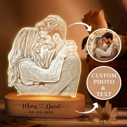 Anniversary Women Men Couples Gifts Custom Photo Lamp Love Frame Personalized Acrylic Plaque Valentine's Day 3D Night Light Gift