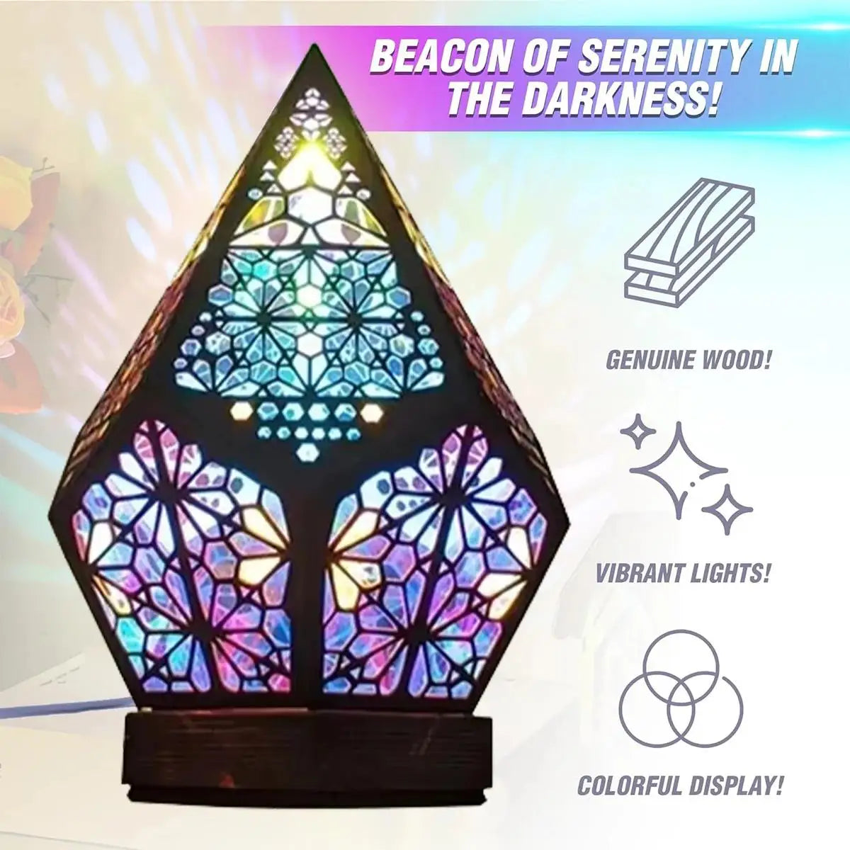 Usb Bohemian Led Projection Table Lamp Projector Light Retro Indoor Star Colorful Lights Effect Pattern And Wooden Night Bedside