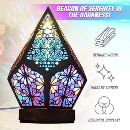 Usb Bohemian Led Projection Table Lamp Projector Light Retro Indoor Star Colorful Lights Effect Pattern And Wooden Night Bedside