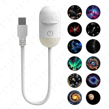 Mini Galaxy Star Projector Night Light Starry Sky Ambient Lamp USB Car Atmosphere Projector Light for Bedroom Sleep & Decoration