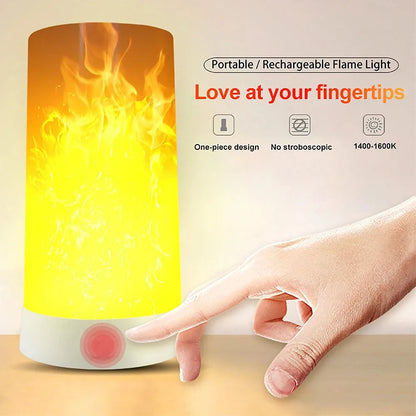 LED Remote Control Flame Effect Table Lights Rechargeable Portable Night Light Fire Flickering Desk Lamp