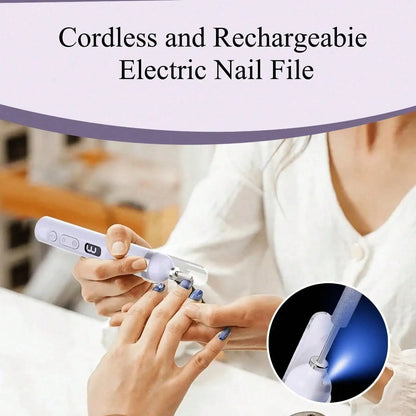2-In-1 Cordless Electric Nail Drill File With Flash Cure Light Stepless Speed Control For Acrylic Gel Dip Powder Nails Portable Travel Manicure Pedicure Kit For Home DIY Beginners