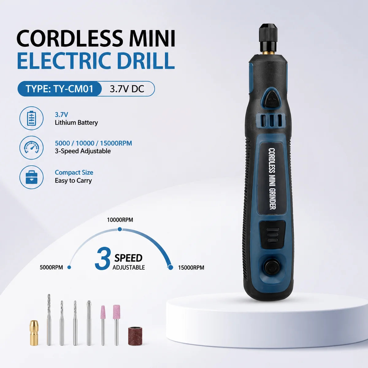 Cordless Mini Grinder Pen, 3-Speed Control Rotary Tool with 700mAh Battery, Compact & Portable for Grinding, Polishing & Engravi