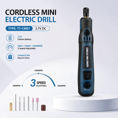 Cordless Mini Grinder Pen, 3-Speed Control Rotary Tool with 700mAh Battery, Compact & Portable for Grinding, Polishing & Engravi