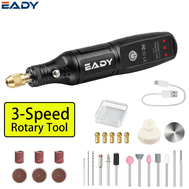 EADY 102PCS Cordless Mini Rotary Tool Kit, USB Rechargeable, for Engraving, Polishing, Sanding, DIY Crafts, Jewelry Making