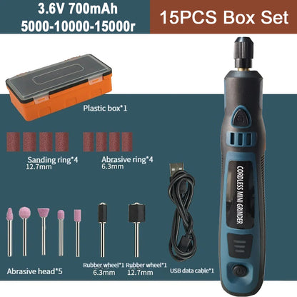 Cordless Electric Drill Micro Rotary Tool 3.6V 5000-10000-15000r Rechargeable Wireless Mini Grinder Mini Drill Engraver Kit