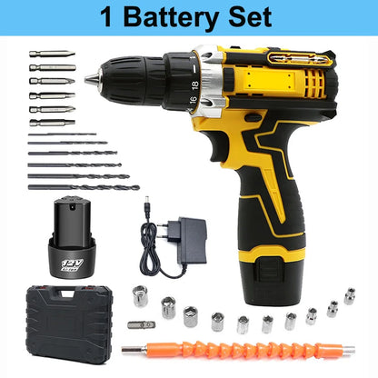 Lithium Electric Drill 1 Or 2 Batteries Electric Screwdriver Hand Electric Drill Electric Tool Set Multifunctional Accessory Box