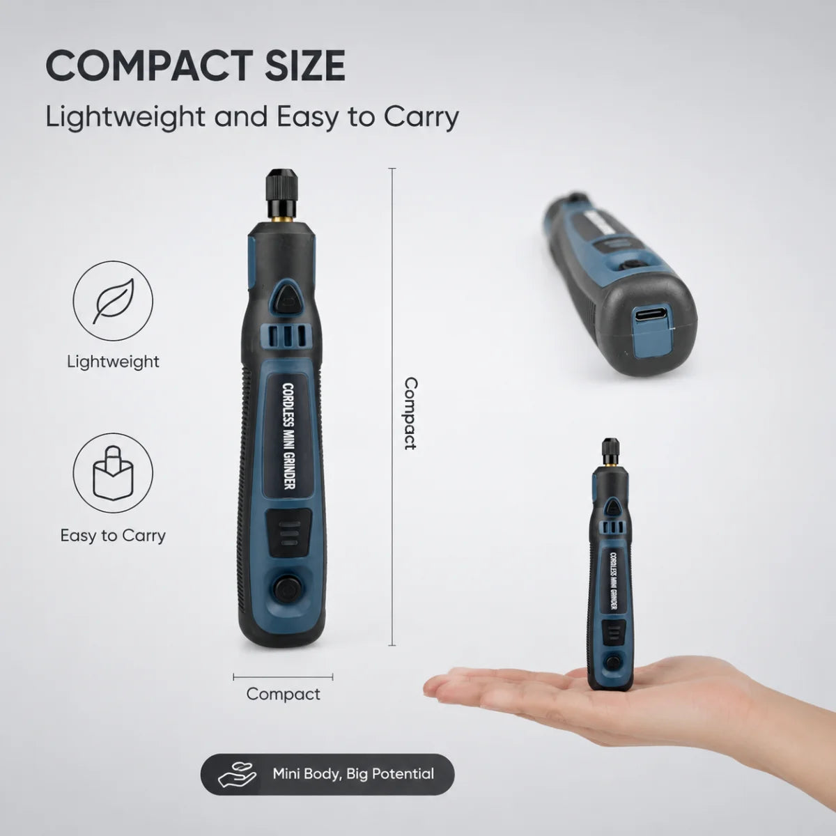 Cordless Mini Grinder Pen, 3-Speed Control Rotary Tool with 700mAh Battery, Compact & Portable for Grinding, Polishing & Engravi