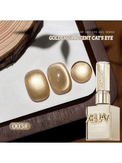 1/6Pcs 15ML Golden Gradient Cat Eye Nail Polish Gel Phototherapeutic Gel Soak Off Nail Magnetic Gel Polish Nail Art DlY At Home
