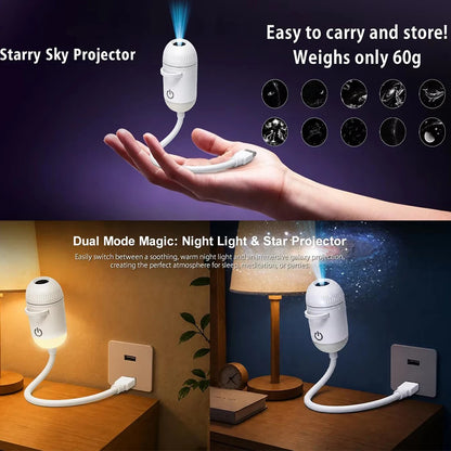36 Slides Rotatable Galaxy Starry Sky Projector Portable Car Home Decor 2-in-1 Wiring-free Led Atmosphere Lamp Kids Adult Gifts