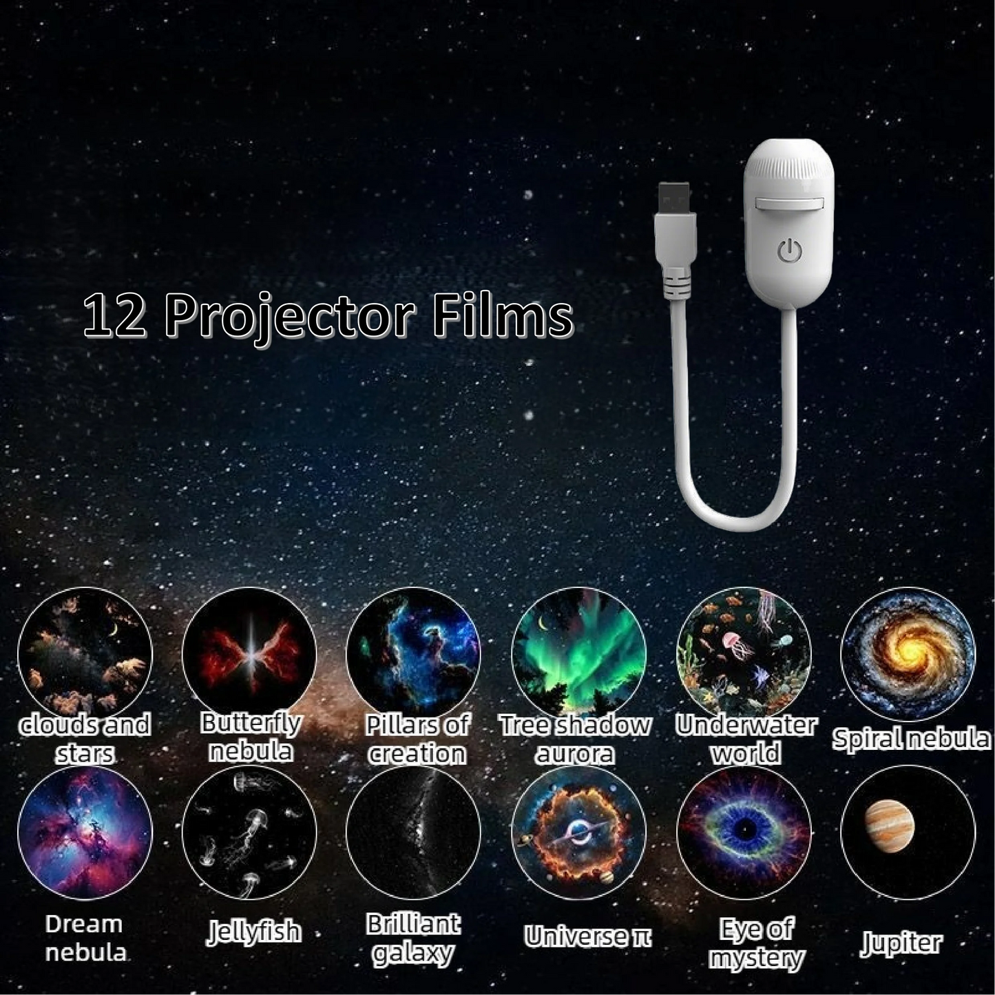 Galaxy Star Projector 2 in 1 Night Light Home Background Atmosphere Lamp Perfect Gift for Boyfriend & Girlfriend