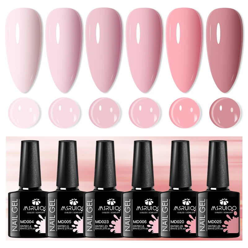 6pcs 8ml Summer Color Gel Nail Polish Set HEMA TPO FREE Semi Permanent Soak Off UV Gel Varnish Nail Art Decoration Nail Supplies