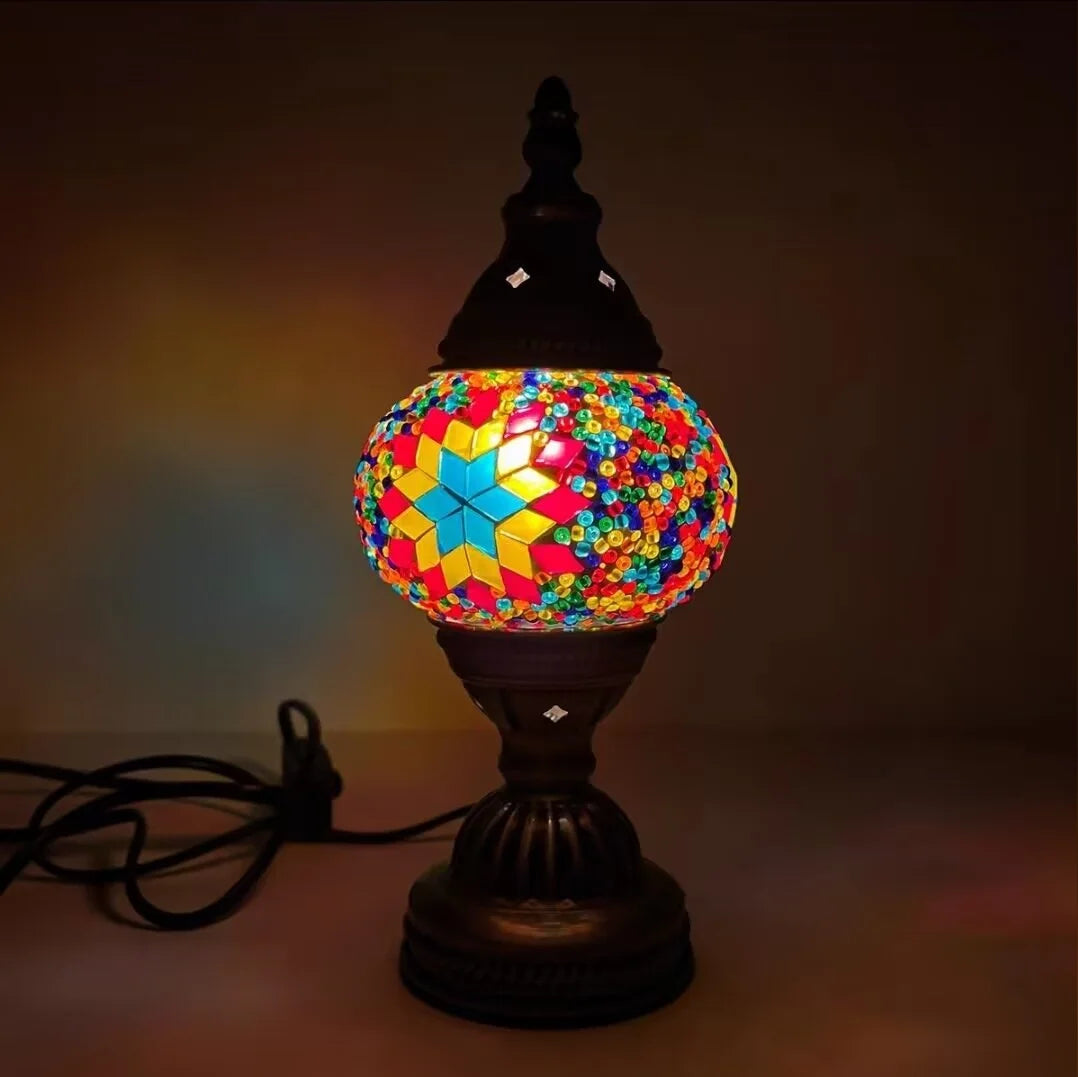 Mosaic Table Lamp Vintage Art Deco Handcrafted Lamparas De Mesa Mosaic Glass Bed Light Lamparas Con Mosaicos Night Lights