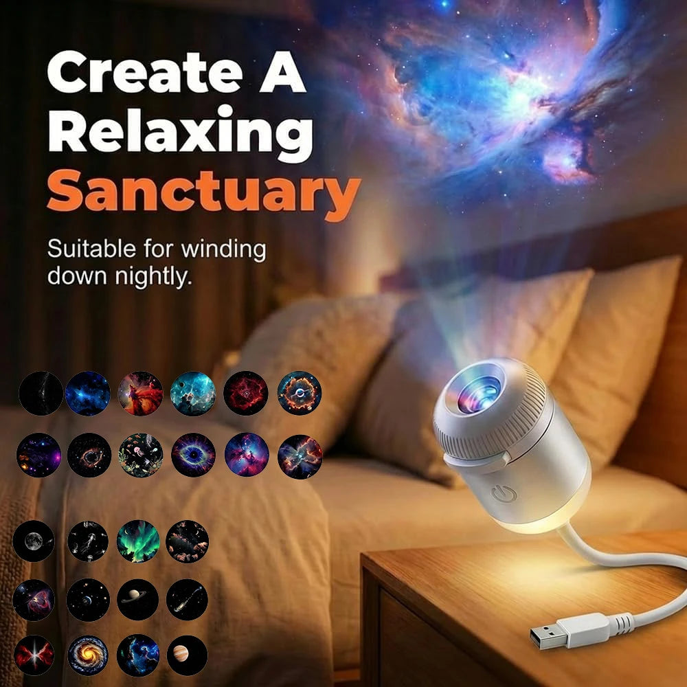 36 Slides Rotatable Galaxy Starry Sky Projector Portable Car Home Decor 2-in-1 Wiring-free Led Atmosphere Lamp Kids Adult Gifts