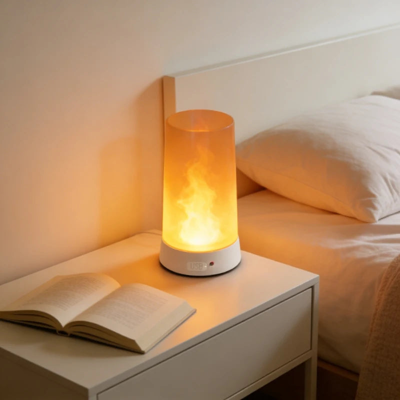 LED Simulated Flame Lamp, Romantic Night Light for Home Bedroom Bar KTV Party Wedding Christmas New Year Decoration